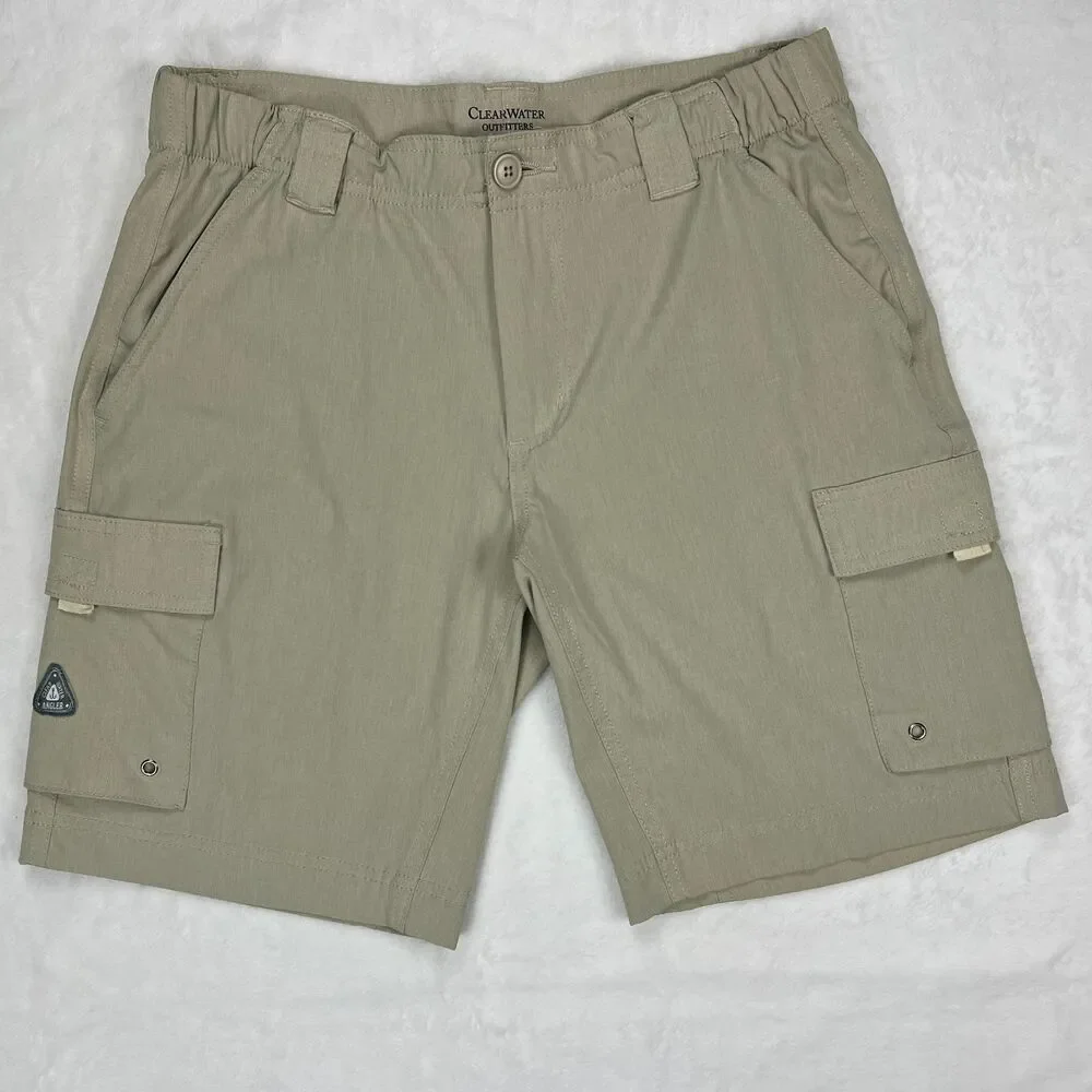 Clearwater Outfitters Men's Angler Hybrid Board Cargo Shorts Khaki Tan Size M